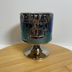 Bath & Body Works Mermaid At Heart Silver Metal 3 Wick Candle Holder Pedestal